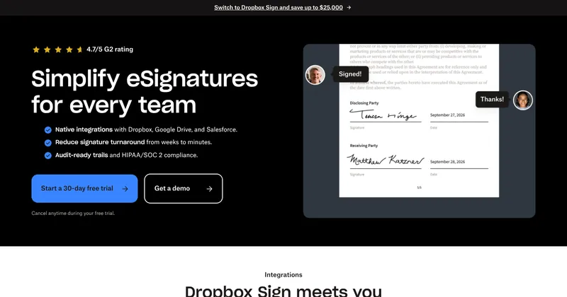Dropbox Sign website